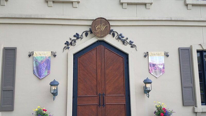 The entrance to the main house, where tours of the Chateau Ste. Michelle Winery begin, in Woodinville WA.