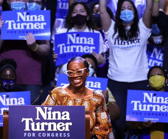 Nina Turner speaks at a campaign event in Ohio