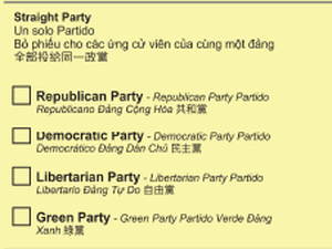 Straight Party options for the General Election.